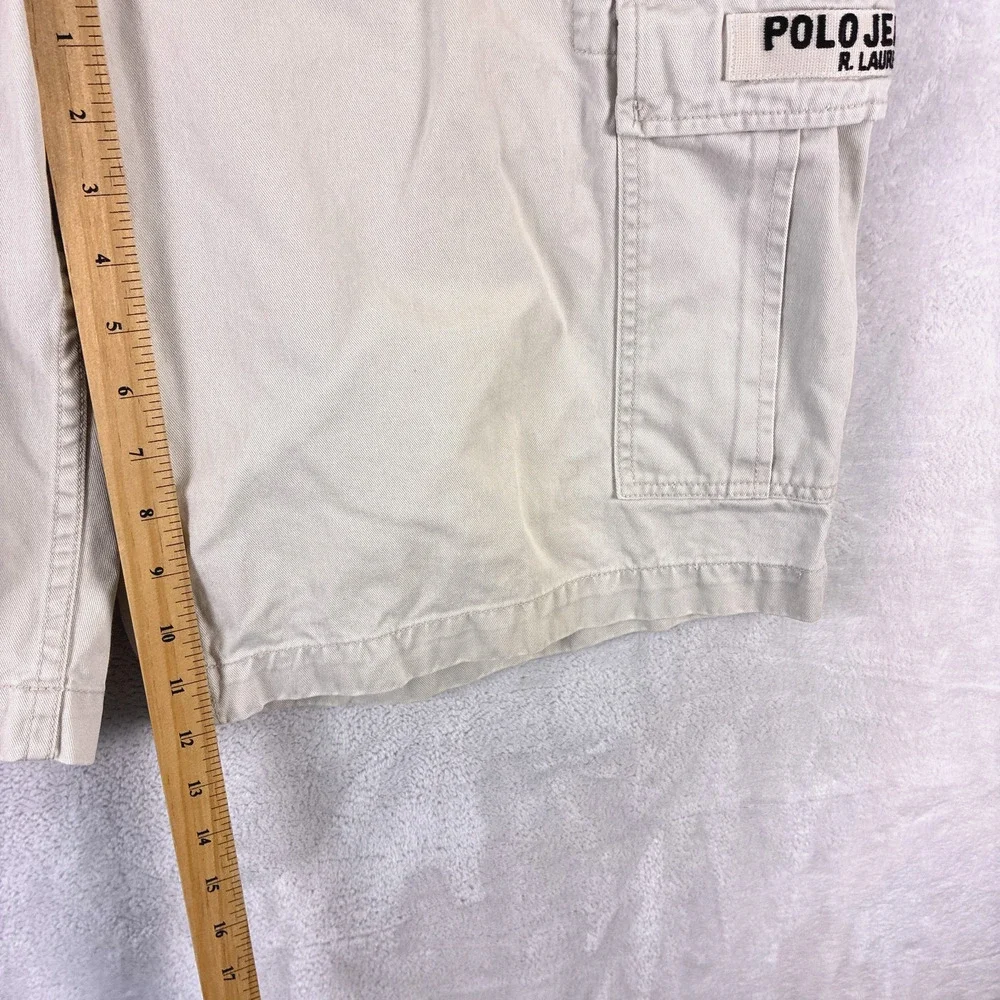 VTG Polo Jeans Co Ralph Lauren Cargo Shorts Men 36 (38) Khaki Skate Baggy Y2K